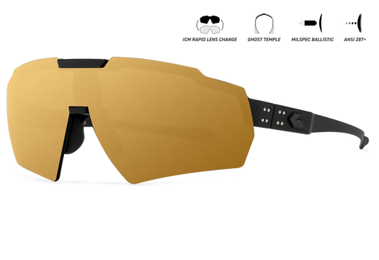 MILSPEC BALLISTICS BLASTSHIELD - BLACK CERAKOTE / SMOKE POLARIZED GOLD MIRROR