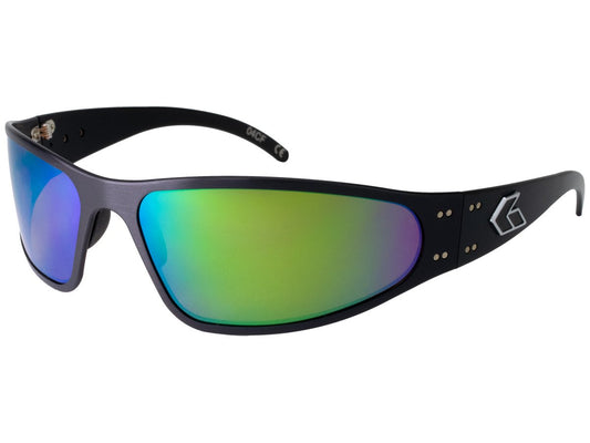 WRAPTOR POLARIZED - BLACK FRAME / BROWN POLARIZED W/ GREEN MIRROR